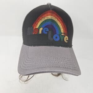 PrAna La Viva Gray Trucker Hat More Love Rainbow Mesh Snap Back Carbon Cap